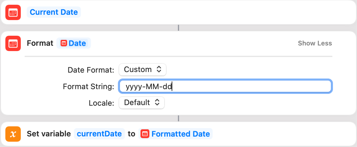 Shortcut date variable